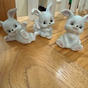 Homco White Ceramic Bunny Figurine set of 6